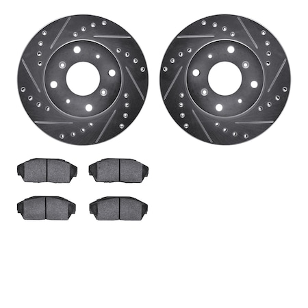 DYNAMIC FRICTION CO 7302-58002, Rotors-Drilled and Slotted-Silver with 3000 Series Ceramic Brake Pads, Zinc Coated 7302-58002
